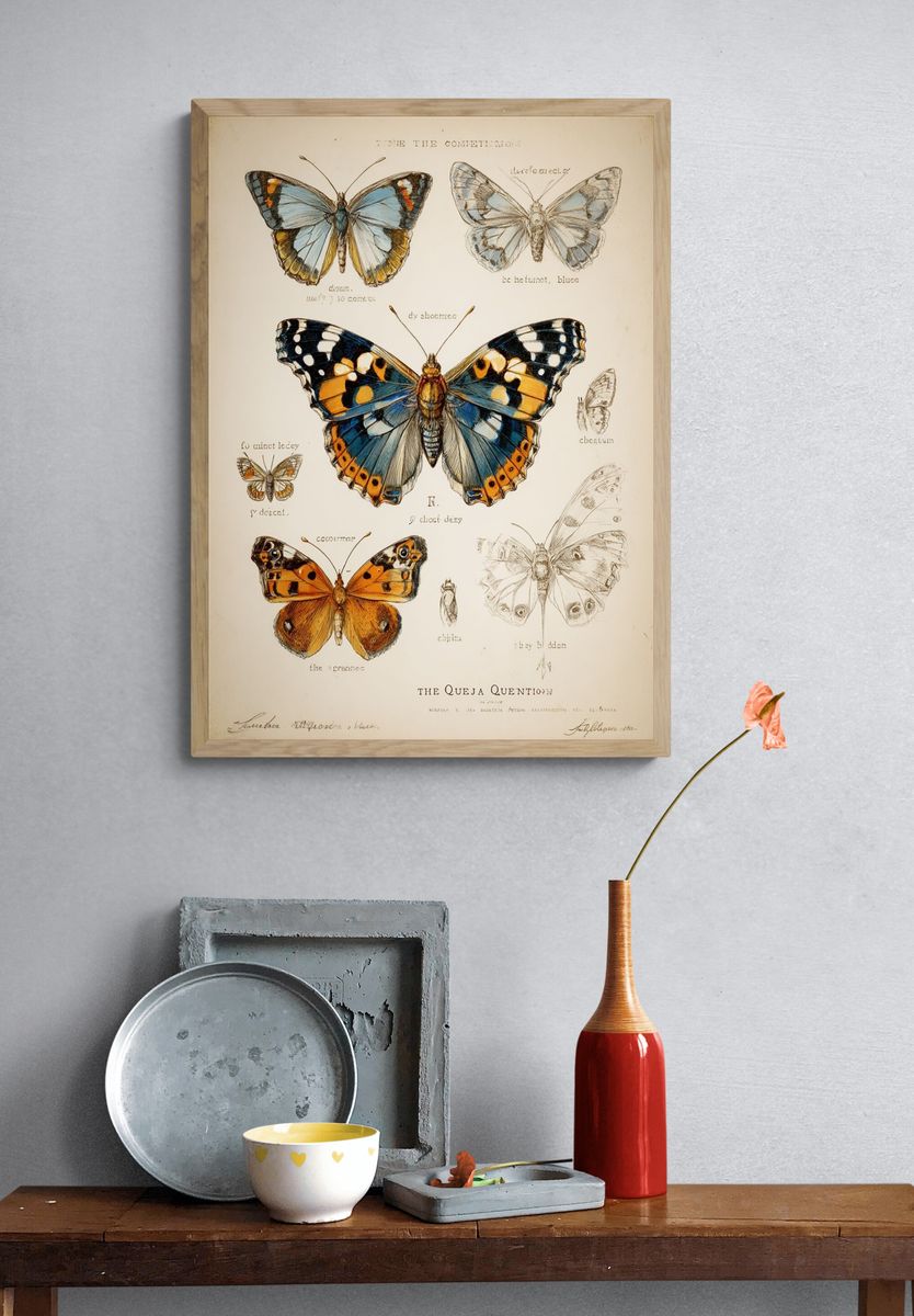 Butterfly Collection — Vintage Print. — room view 3