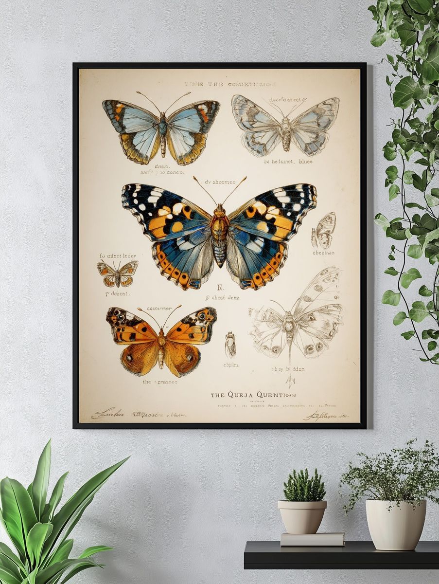 Butterfly Collection — Vintage Print. — room view 4