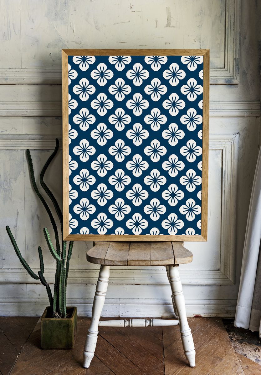 Seamless Japanese pattern floral motif. room preview