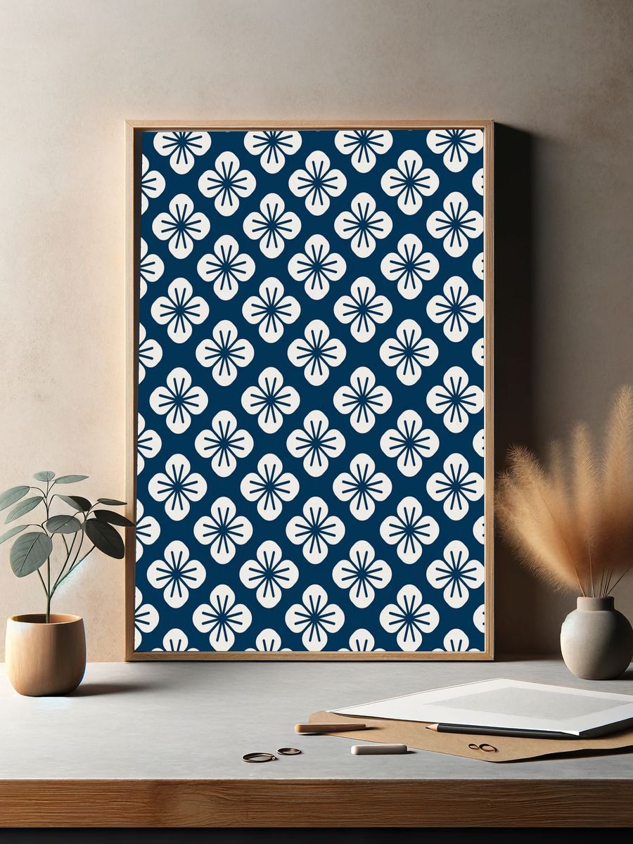 Seamless Japanese pattern floral motif. — room view 2