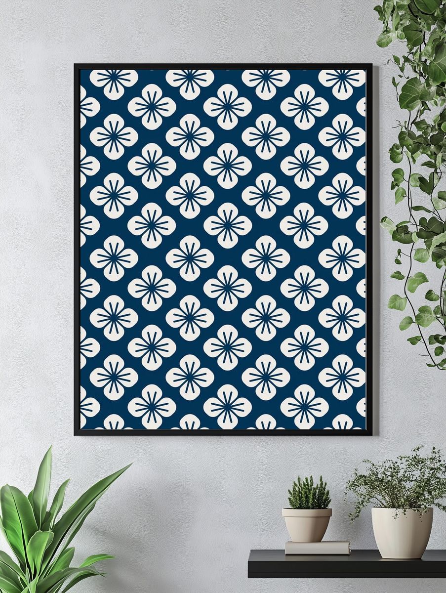 Seamless Japanese pattern floral motif. — room view 4