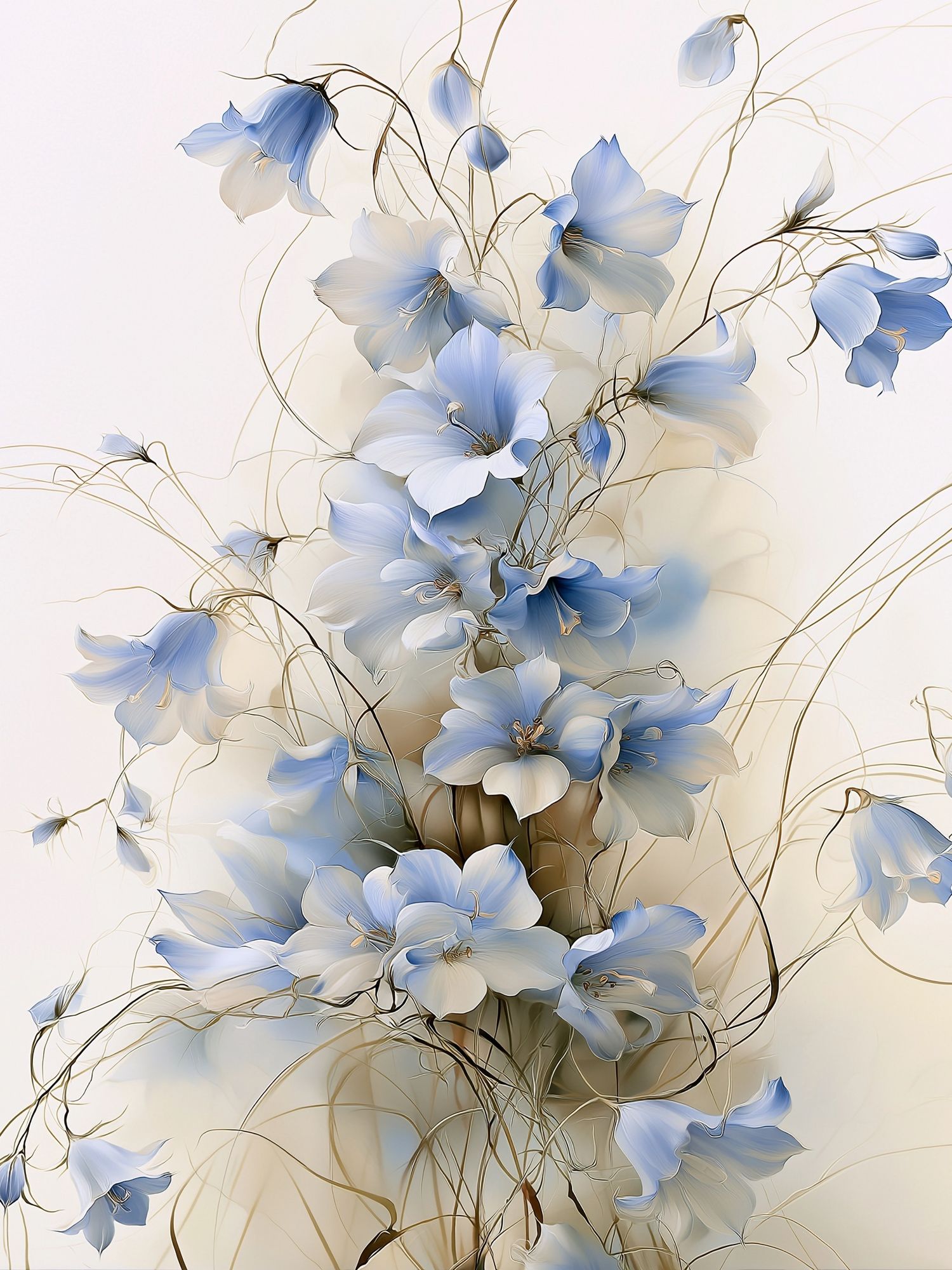 Blue Floral Elegance Illustration Poster. poster detail