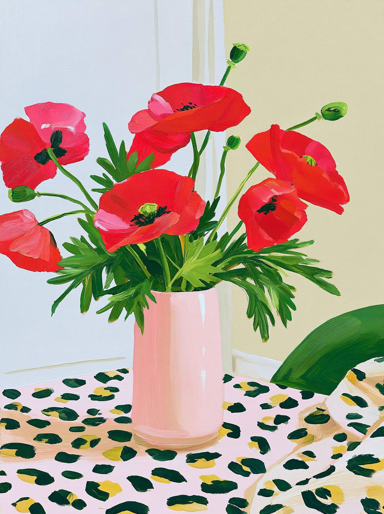 Red Poppy Bouquet Illustration Poster. poster detail