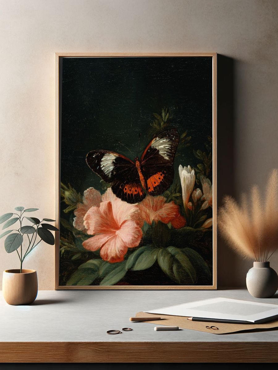 Butterfly and Blossoms Fine-Art Print. — room view 2