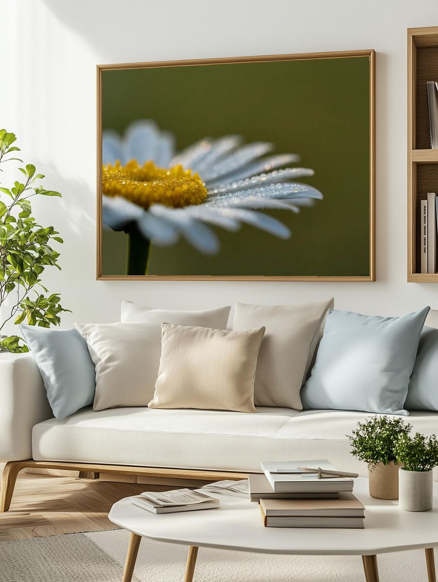 Daisy Flower Close-Up — Botanical Print. — room view 2