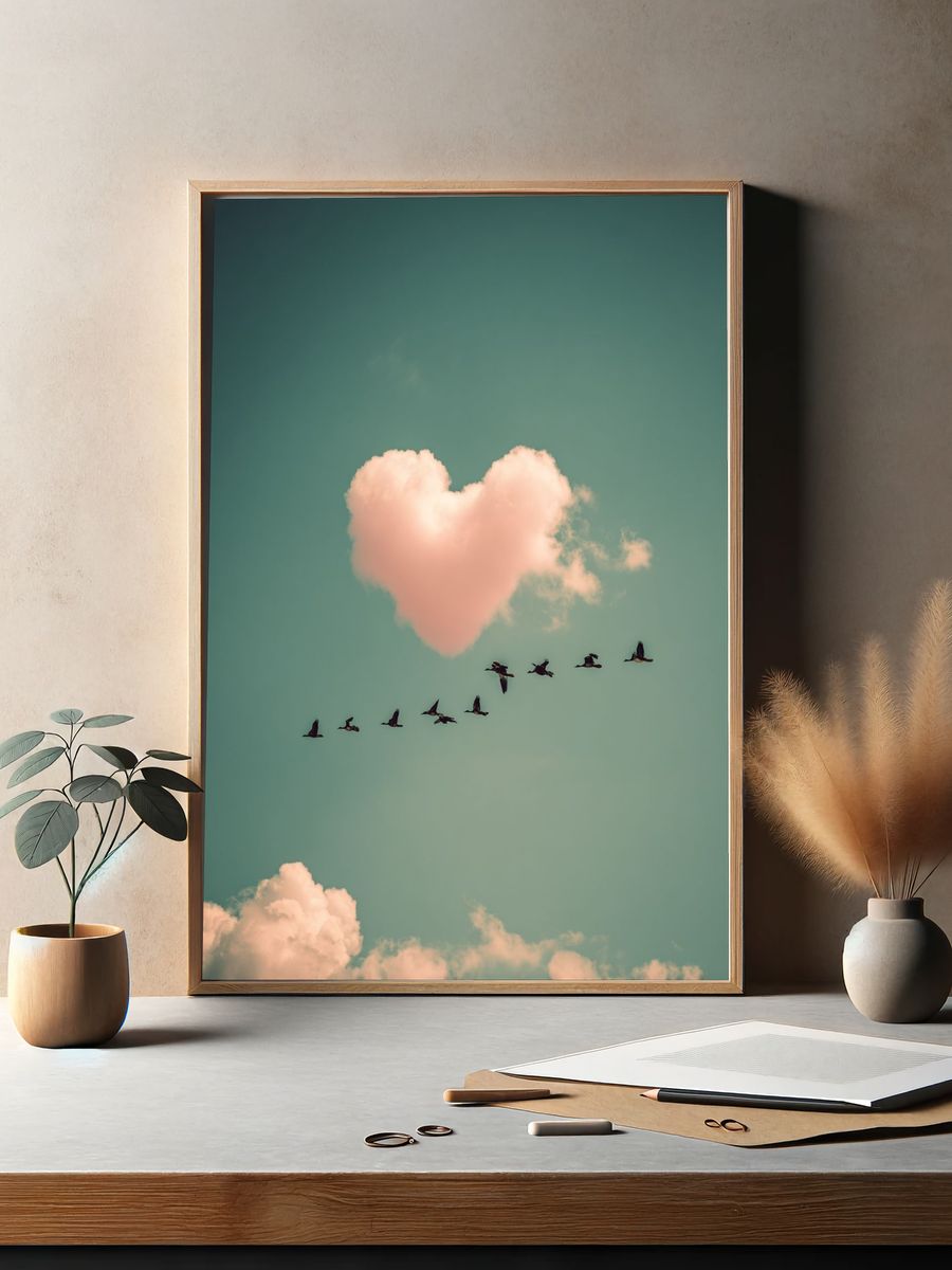 Birds in Flight — Love Cloud Poster. — room view 2