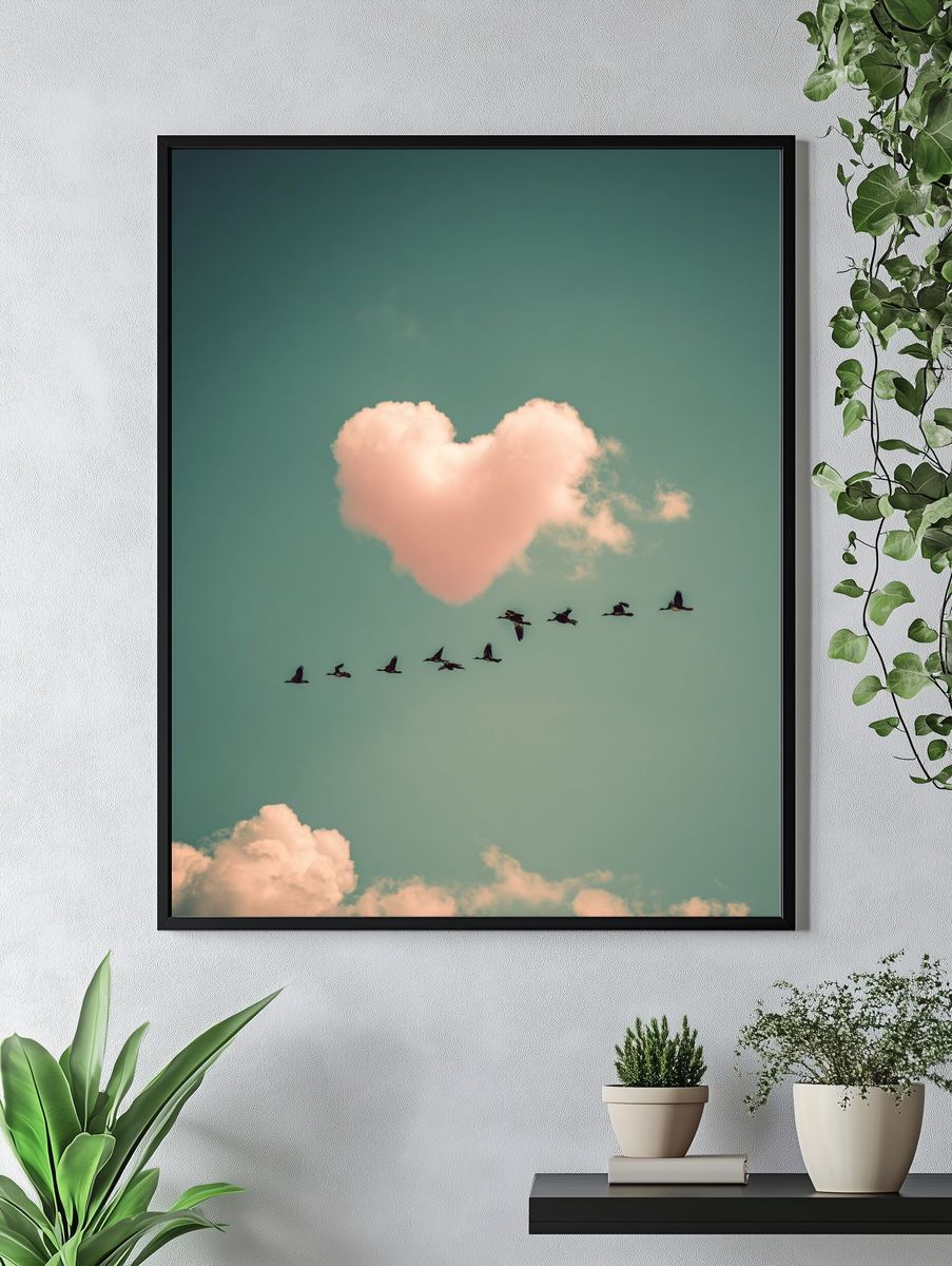Birds in Flight — Love Cloud Poster. — room view 4