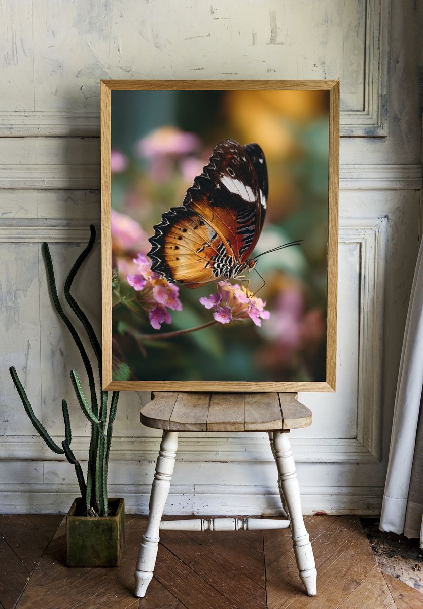 Butterfly on Blossoms Photography Poster. — room view 1