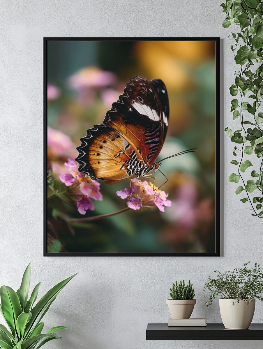 Butterfly on Blossoms Photography Poster. — room view 4