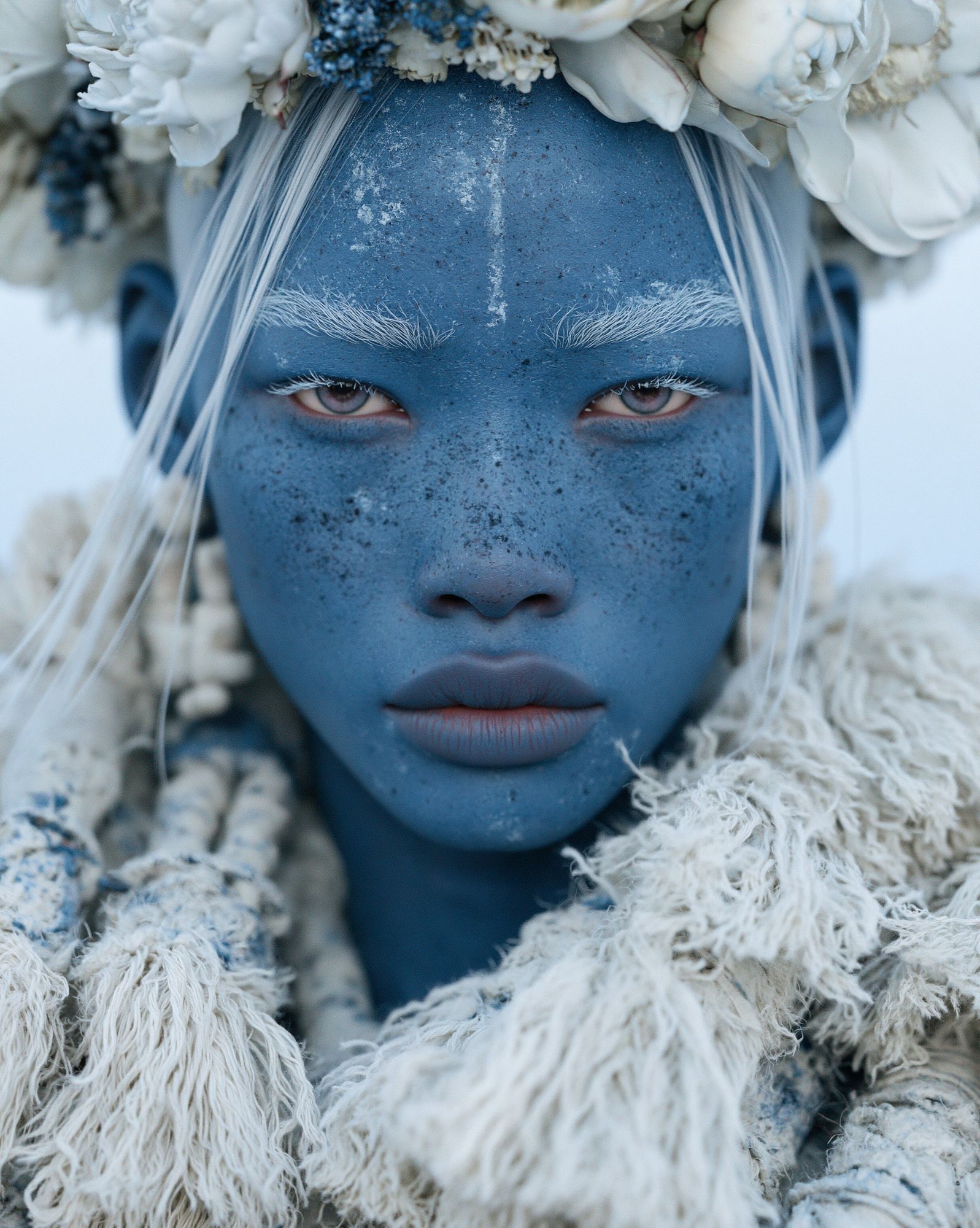Blue Face Portrait Photography Poster. poster detail