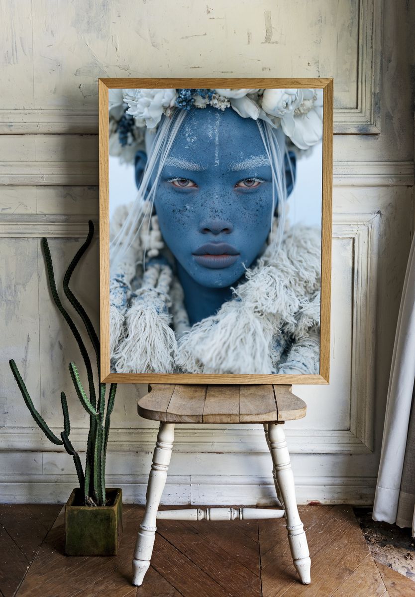 Blue Face Portrait Photography Poster. room preview