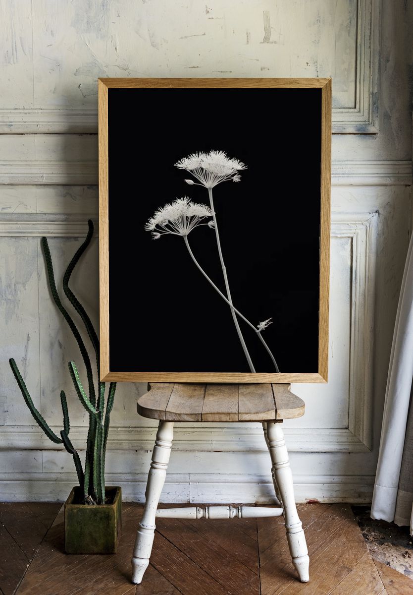White Floral Silhouette — Minimalist Print. — room view 1