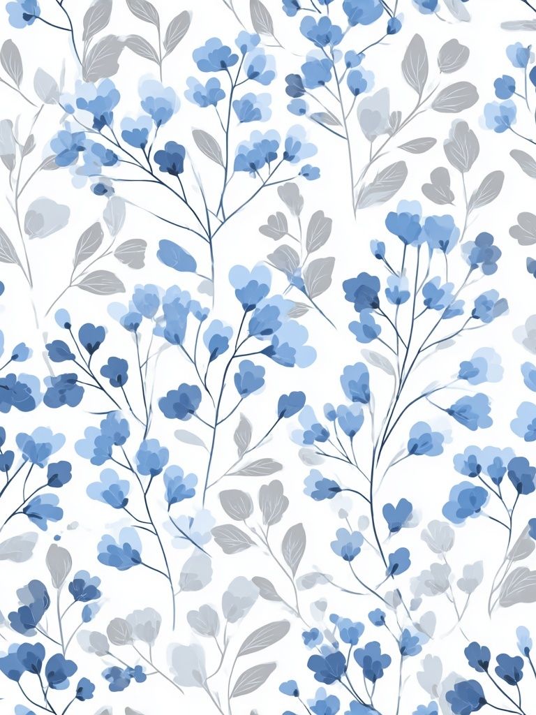 Blue Floral Watercolor Print. poster detail