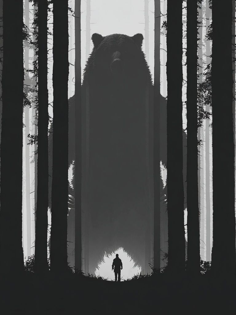 Mysterious Bear in the Forest — Fine Art Print. poster — fine-art art