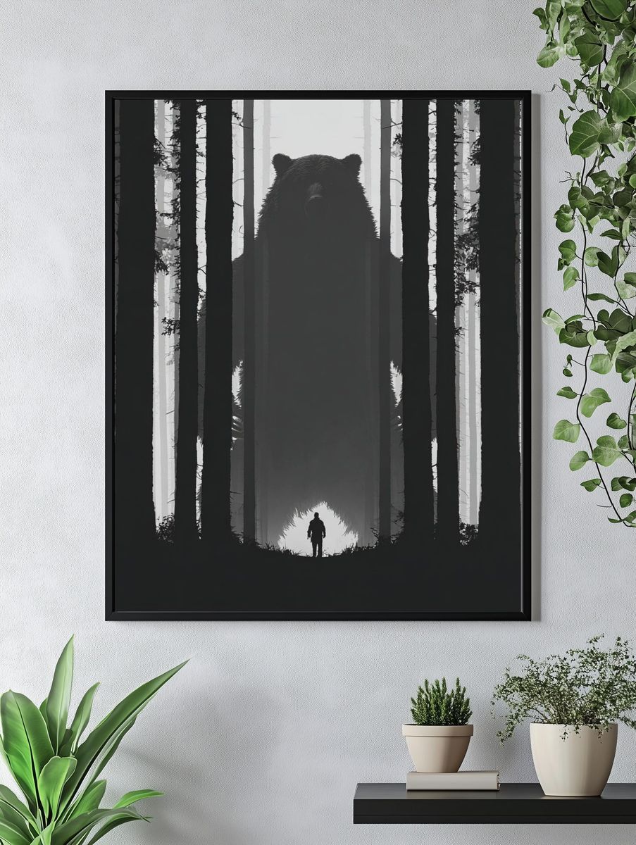 Mysterious Bear in the Forest — Fine Art Print. — room view 4