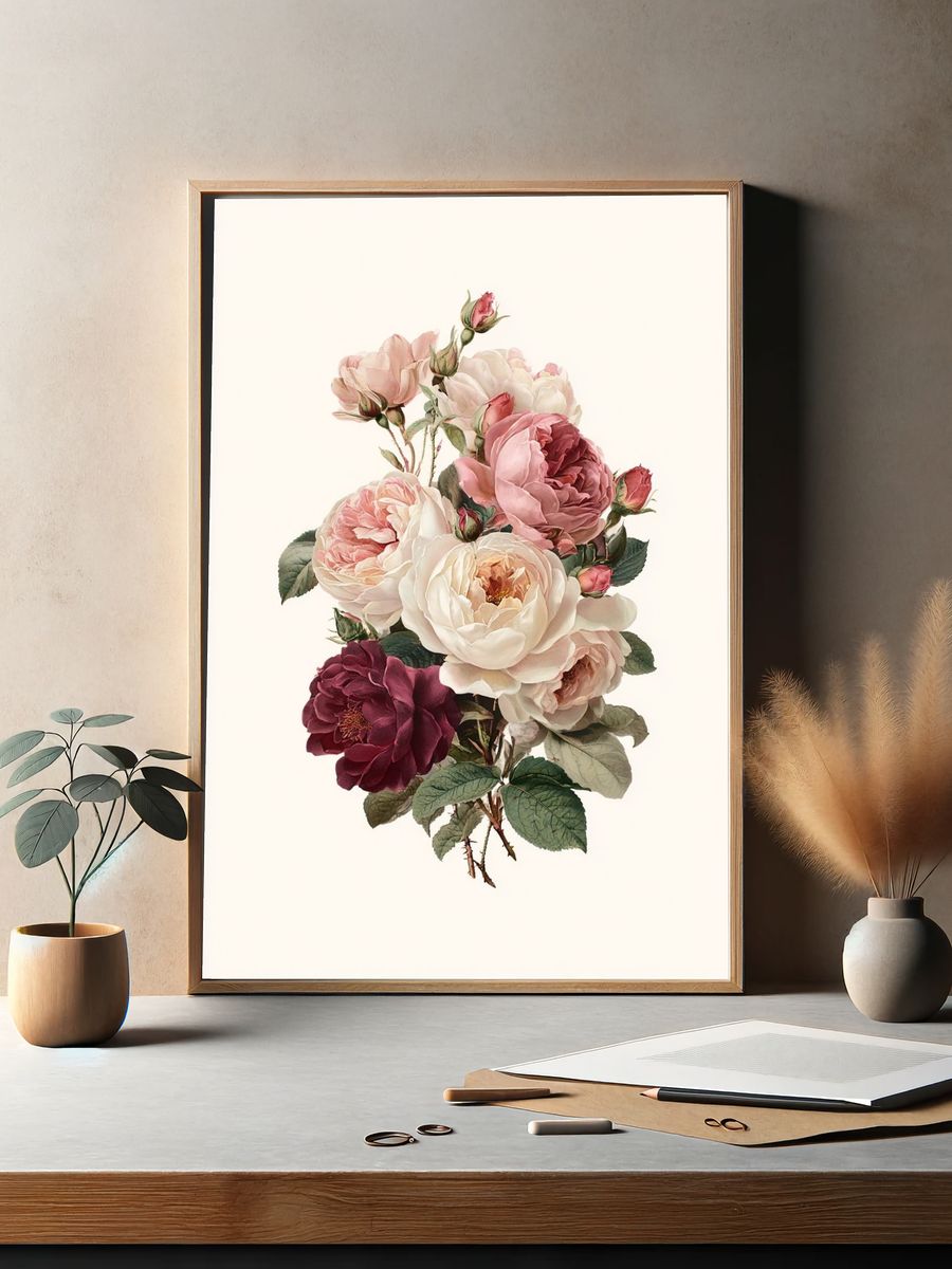 Vintage Floral Bouquet Poster. — room view 2
