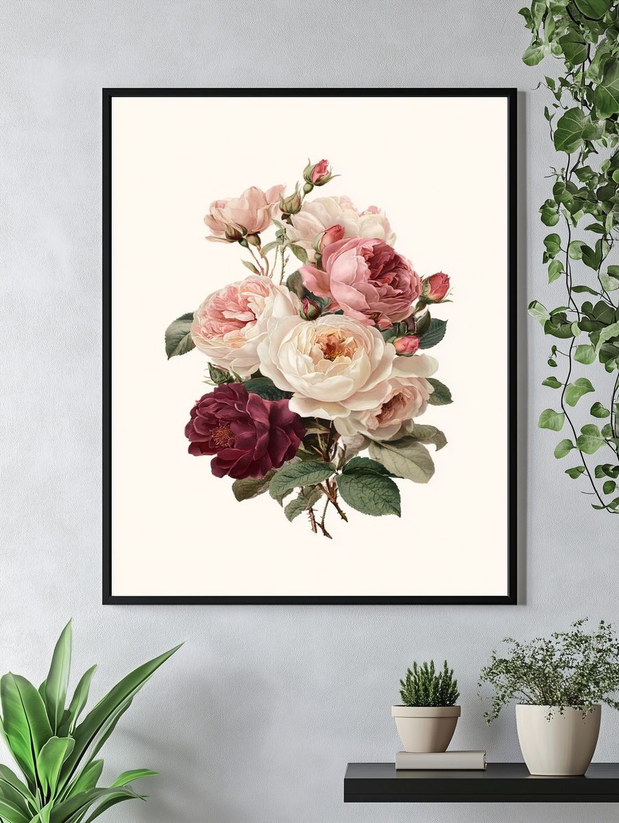 Vintage Floral Bouquet Poster. — room view 4