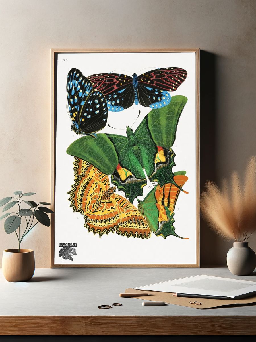 Colorful Butterflies — Vintage Print. — room view 2