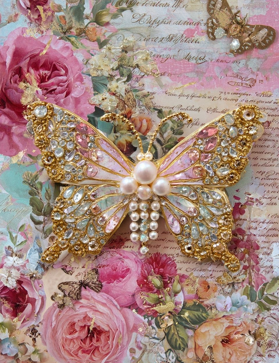 Butterfly and Floral Vintage Poster. poster — vintage art