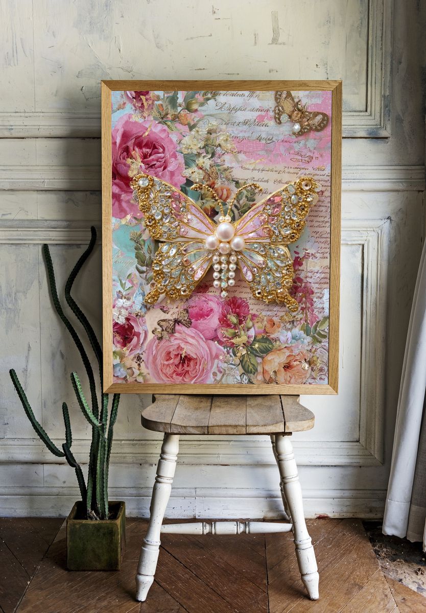 Butterfly and Floral Vintage Poster room preview