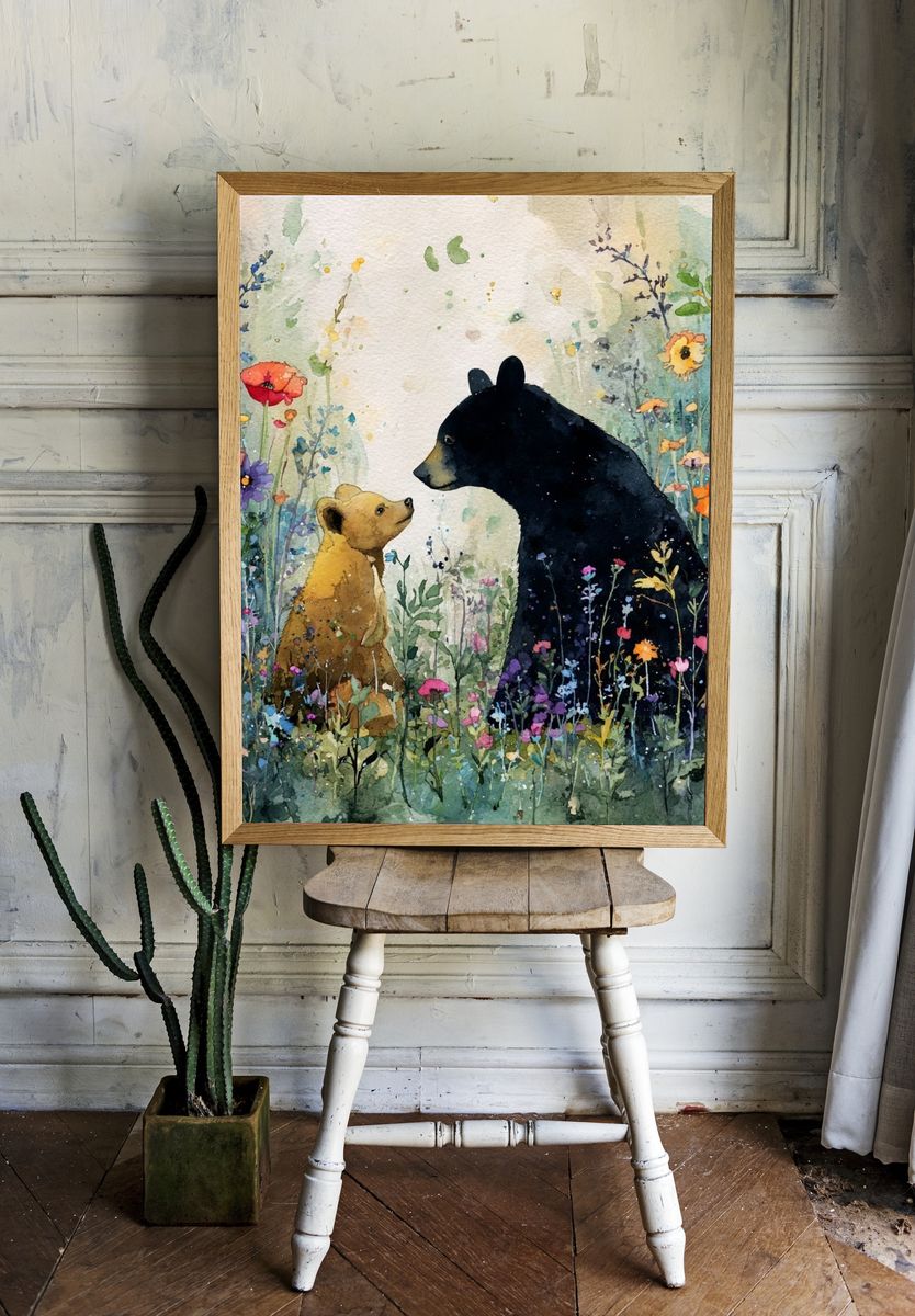 Bear Family — Watercolor Print. — room view 1