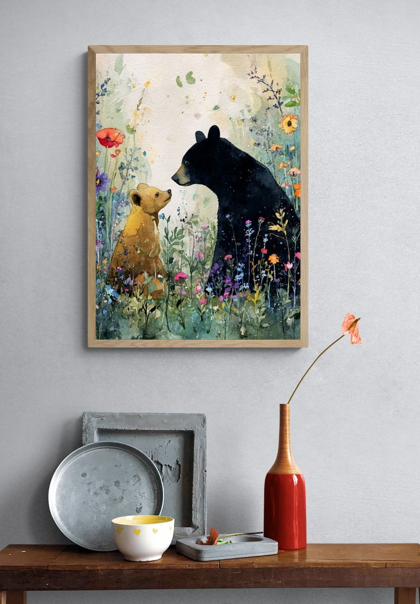 Bear Family — Watercolor Print. — room view 3