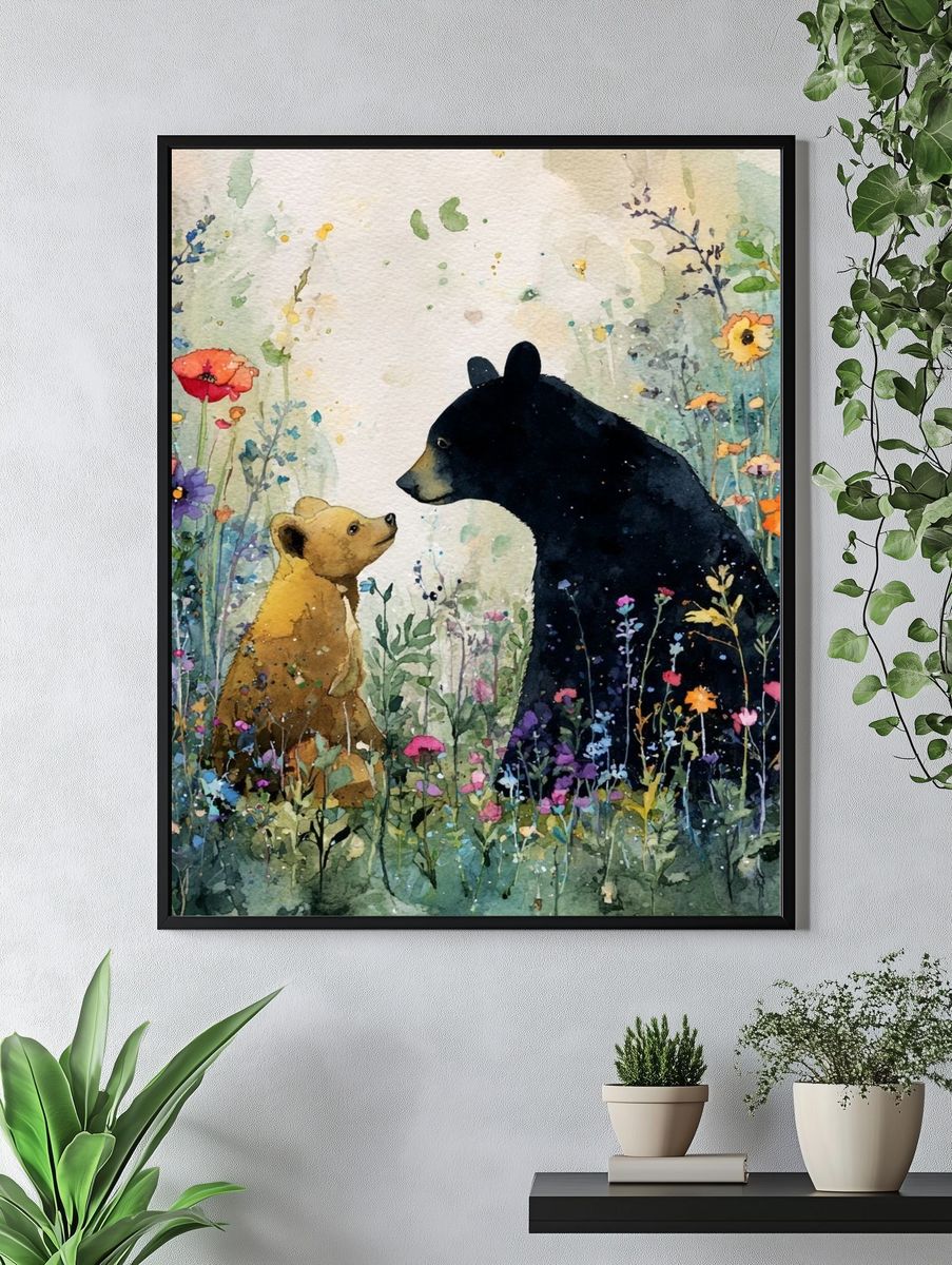 Bear Family — Watercolor Print. — room view 4