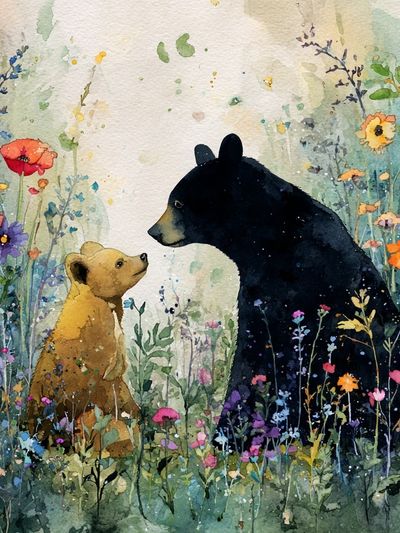 Bear Family — Watercolor Print. poster