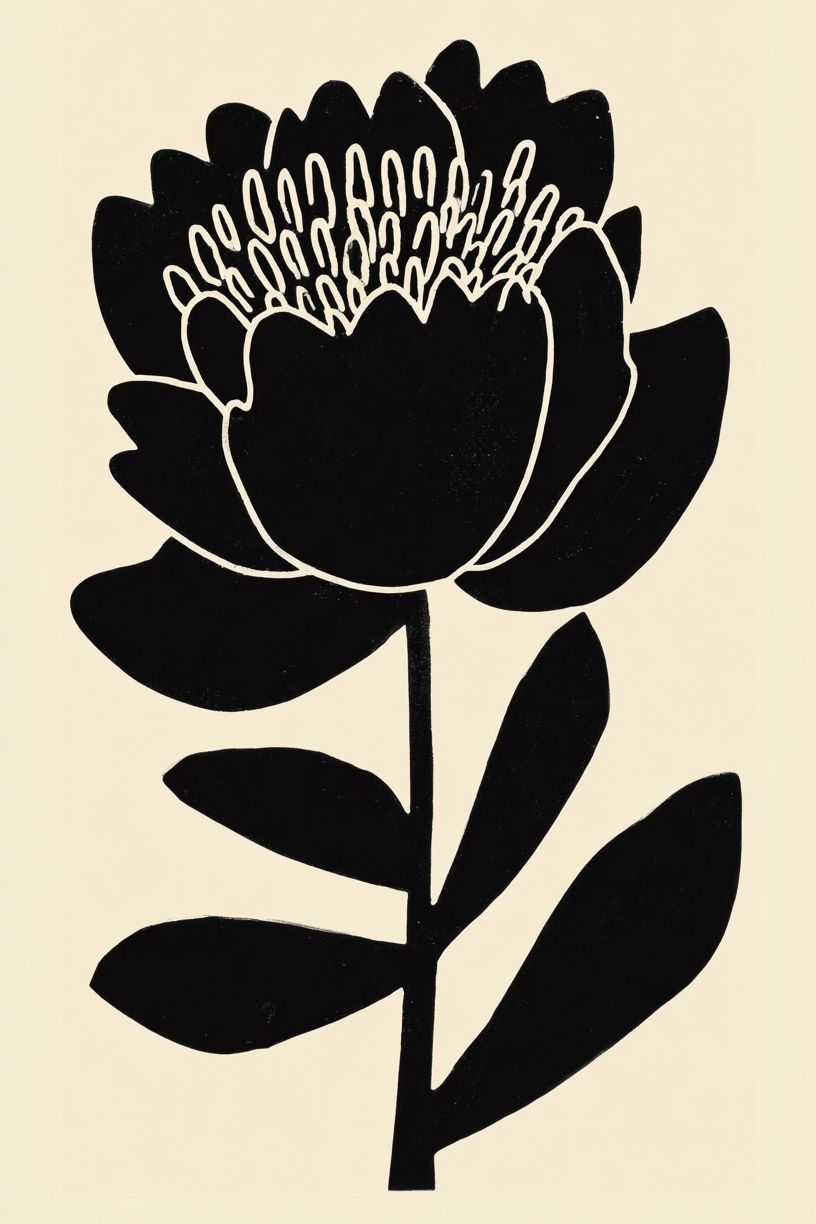 Black Flower Minimalist Poster. poster detail