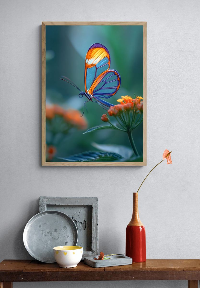 Glasswing Butterfly — Nature Print. — room view 3