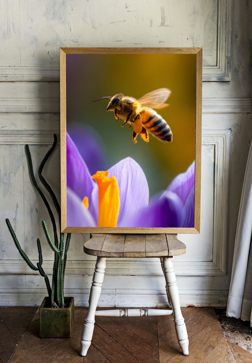 Bee on Flower — Nature Photography Poster. room preview