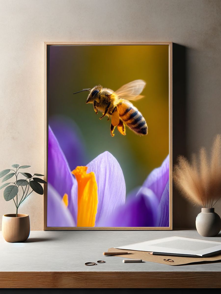 Bee on Flower — Nature Photography Poster. — room view 2