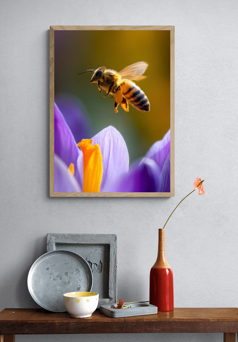 Bee on Flower — Nature Photography Poster. — room view 3