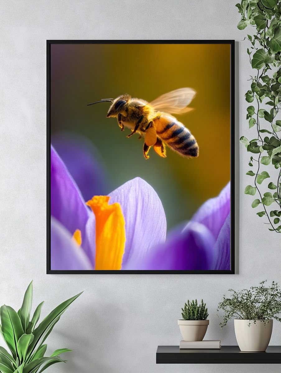 Bee on Flower — Nature Photography Poster. — room view 4
