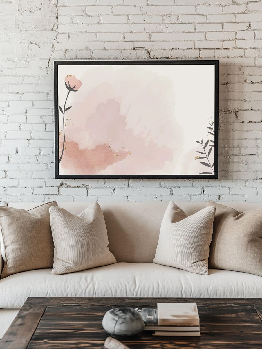 Blush Floral Watercolor Poster. — room view 1