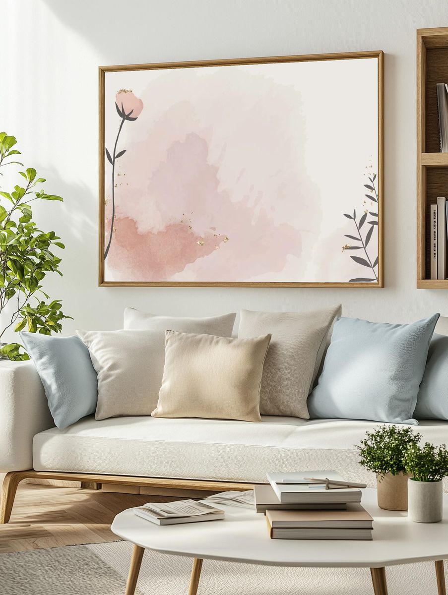 Blush Floral Watercolor Poster. — room view 2