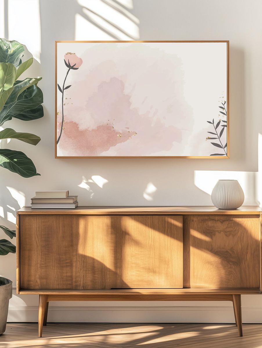 Blush Floral Watercolor Poster. — room view 3