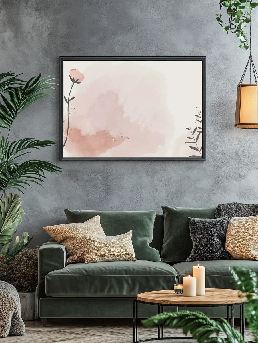 Blush Floral Watercolor Poster. — room view 4