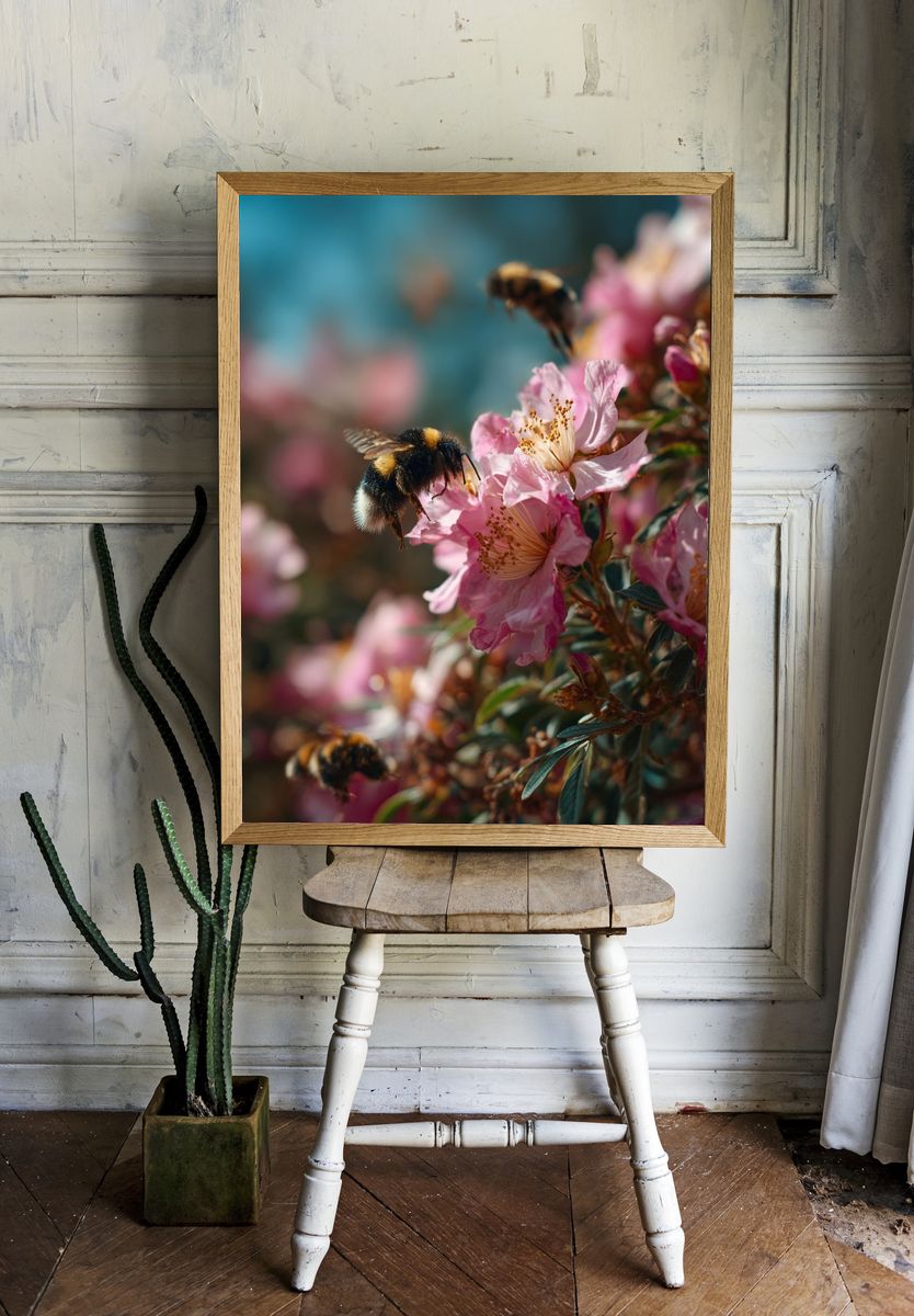 Bee Blossom Garden Photography Poster. room preview
