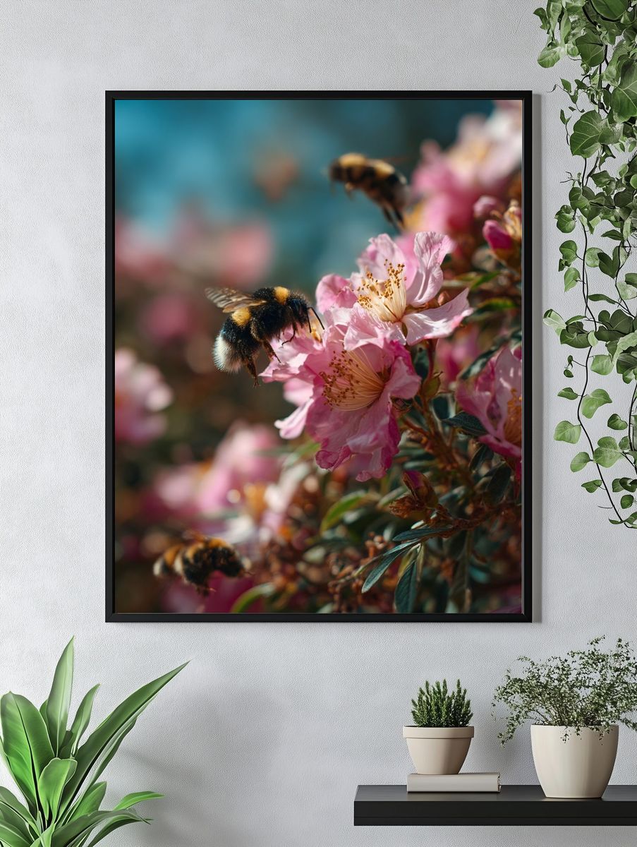 Bee Blossom Garden Photography Poster. — room view 4