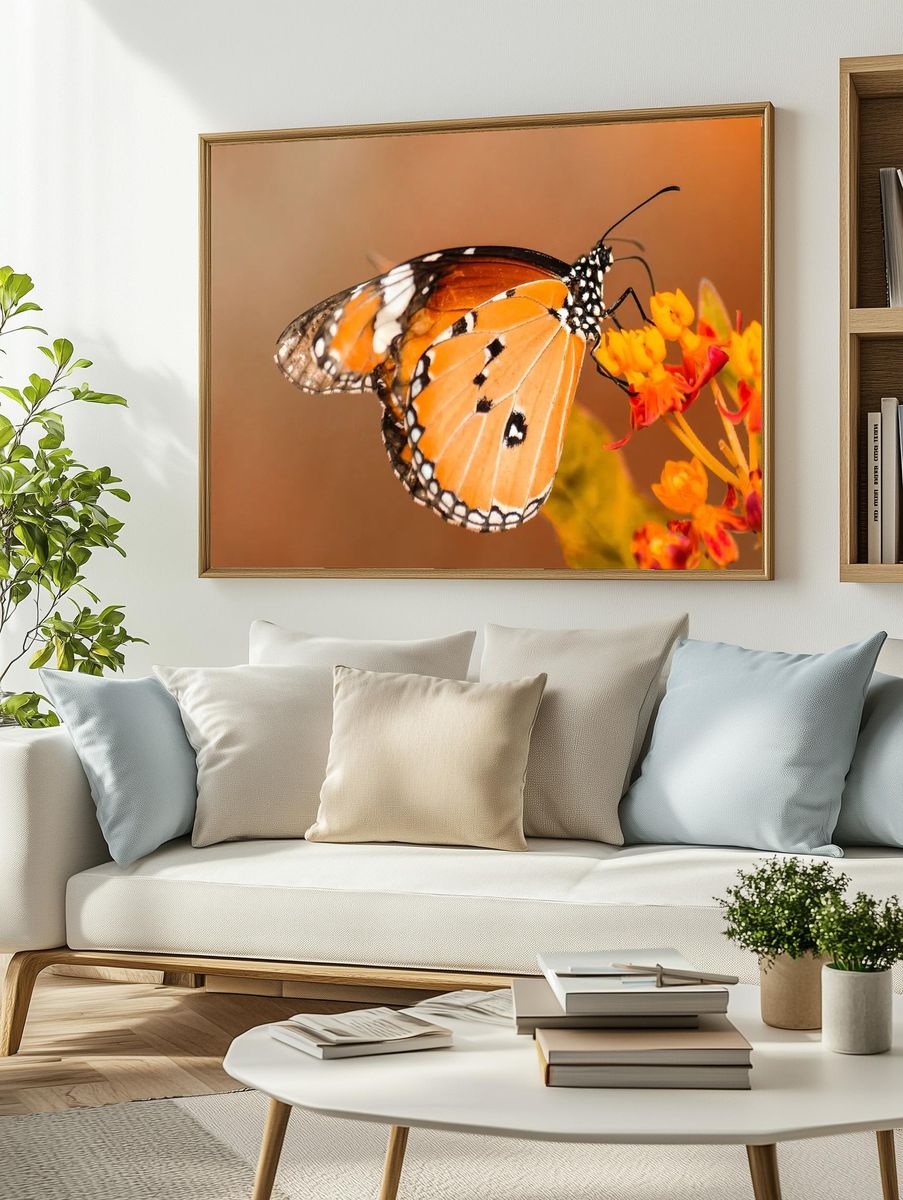Monarch Butterfly on Flower — Nature Print. — room view 2