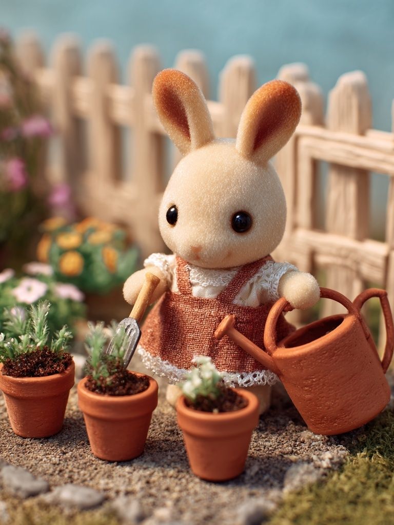Bunny Gardener — Cute Illustration Print. poster — illustration art