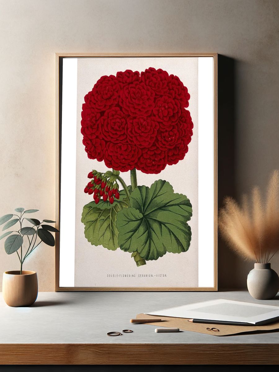 Double-Flowering Geranium — Botanical Print. — room view 2