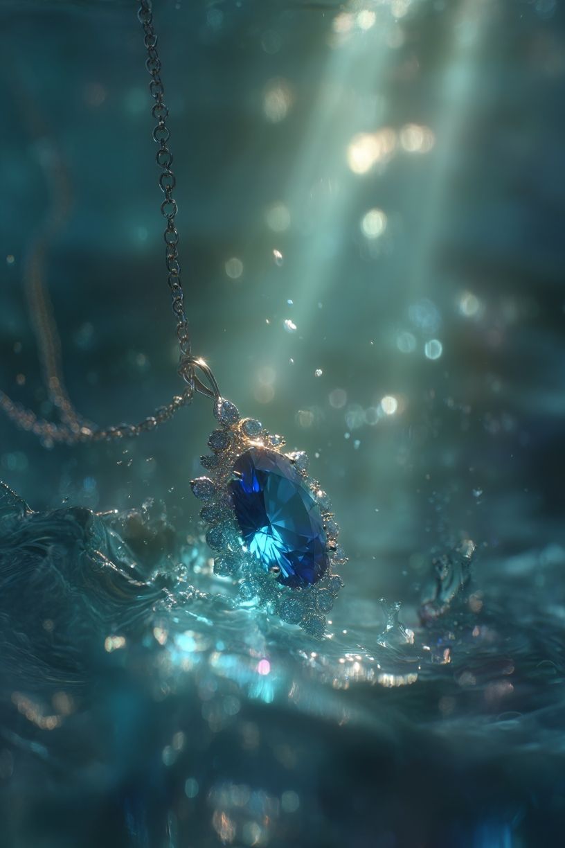 Blue Gemstone in Water — Photography Print. poster — photography art