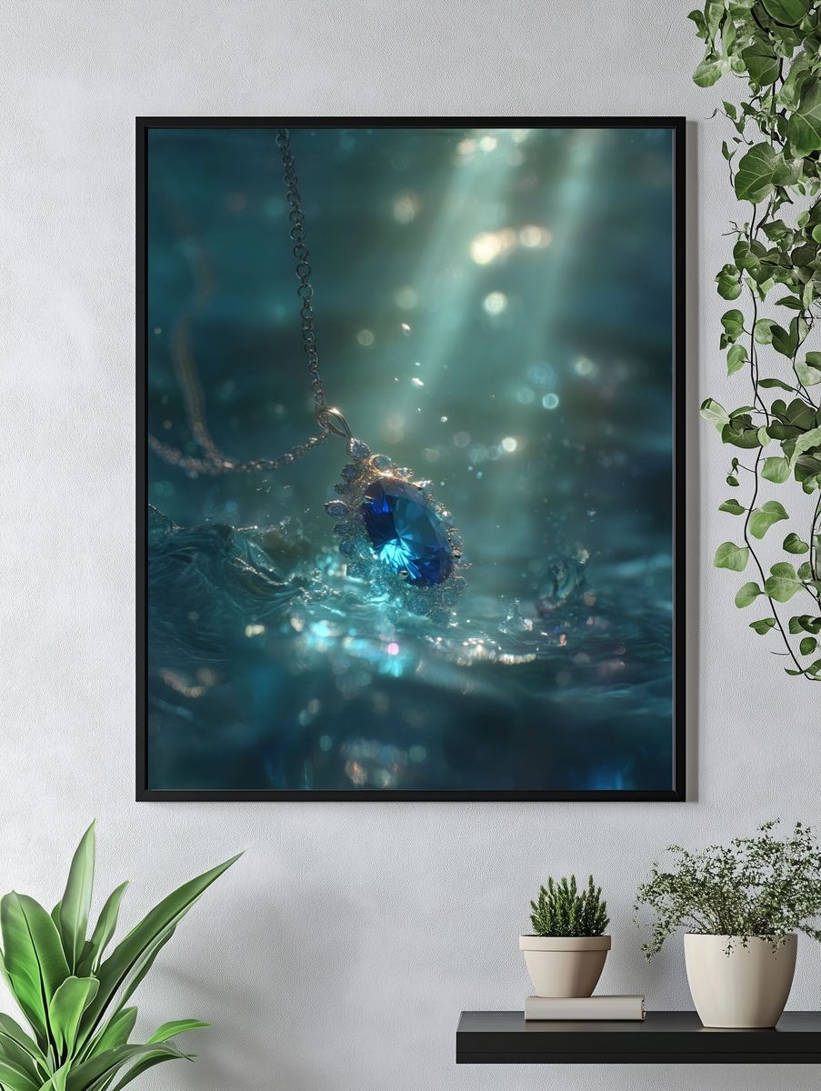 Blue Gemstone in Water — Photography Print. — room view 4