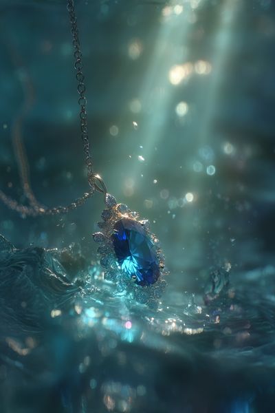 Blue Gemstone in Water — Photography Print. poster print