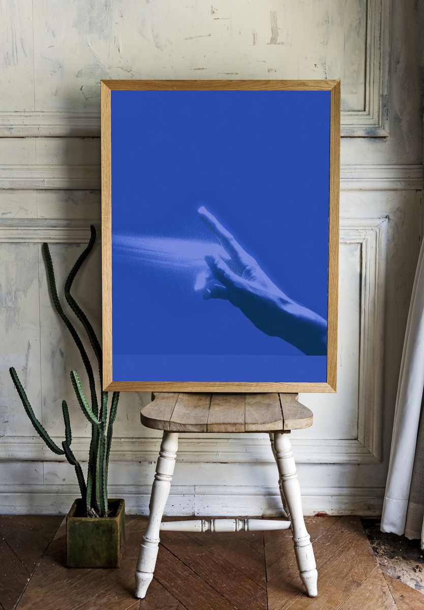 Blue Hand Gesture Poster. — room view 1