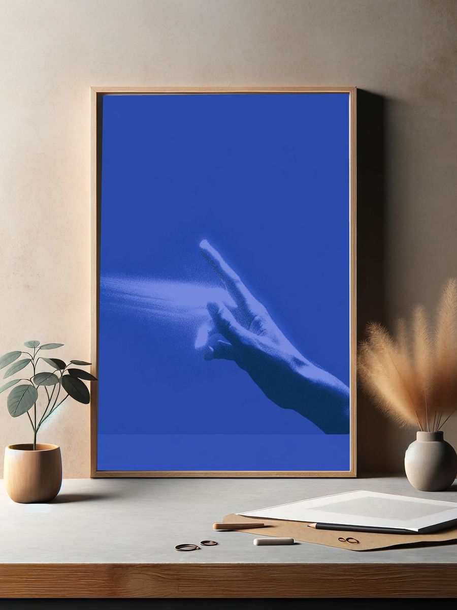Blue Hand Gesture Poster. — room view 2
