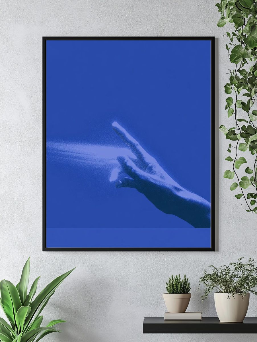 Blue Hand Gesture Poster. — room view 4
