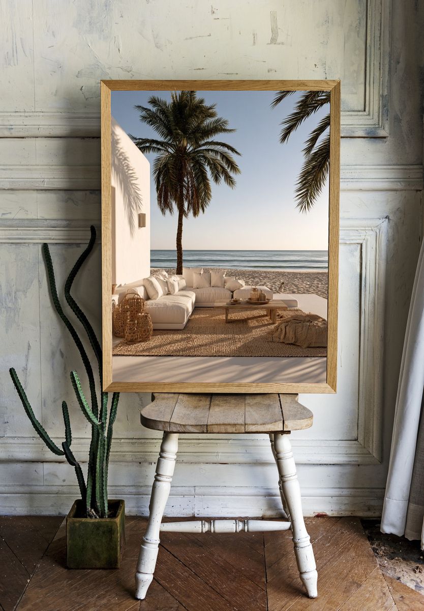 Beachfront Patio Photography Poster. — room view 1